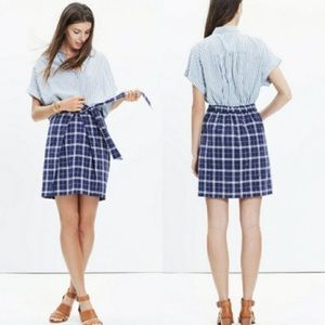 Madewell navy plaid skirt size L